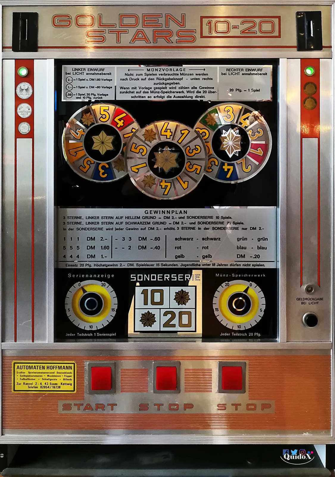 Geldspielautomat Bergmann Golden Stars mit beleuchteten Walzen